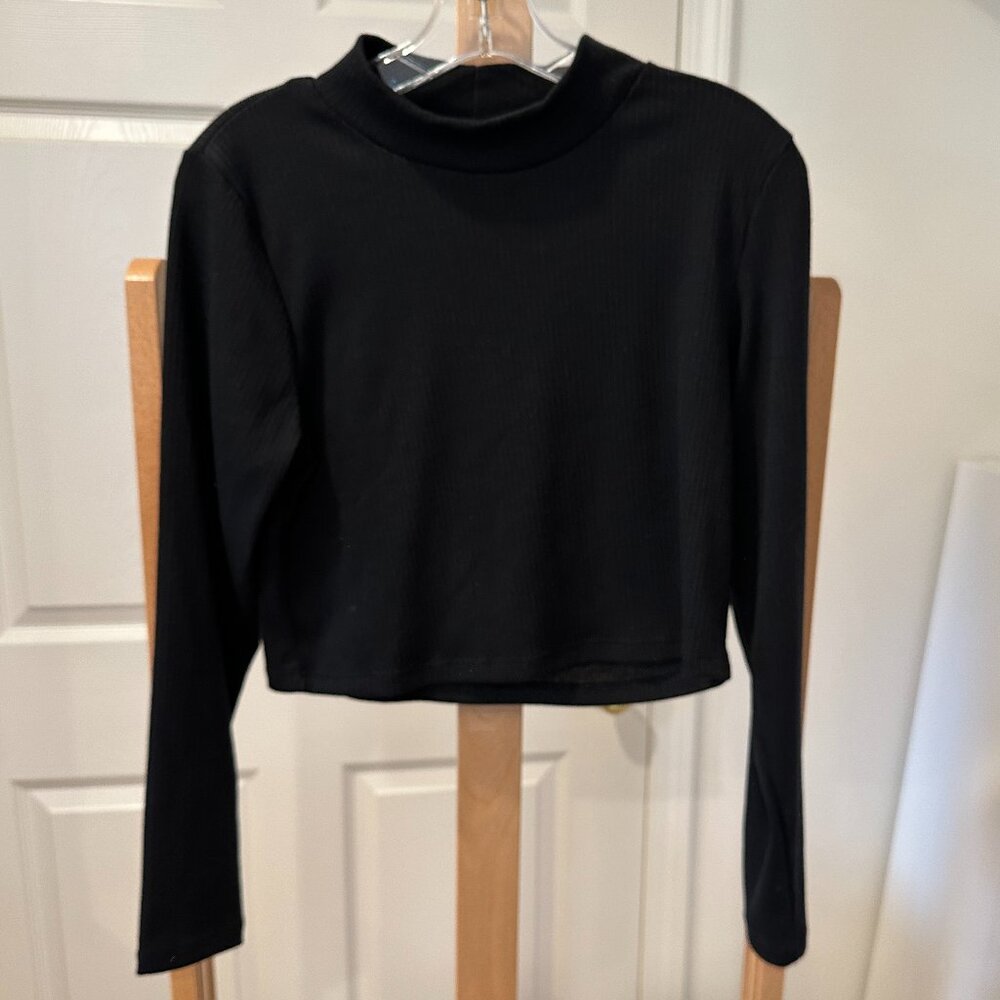 Altar'd State black rib mock neck stretchy and cropped top Worn once!